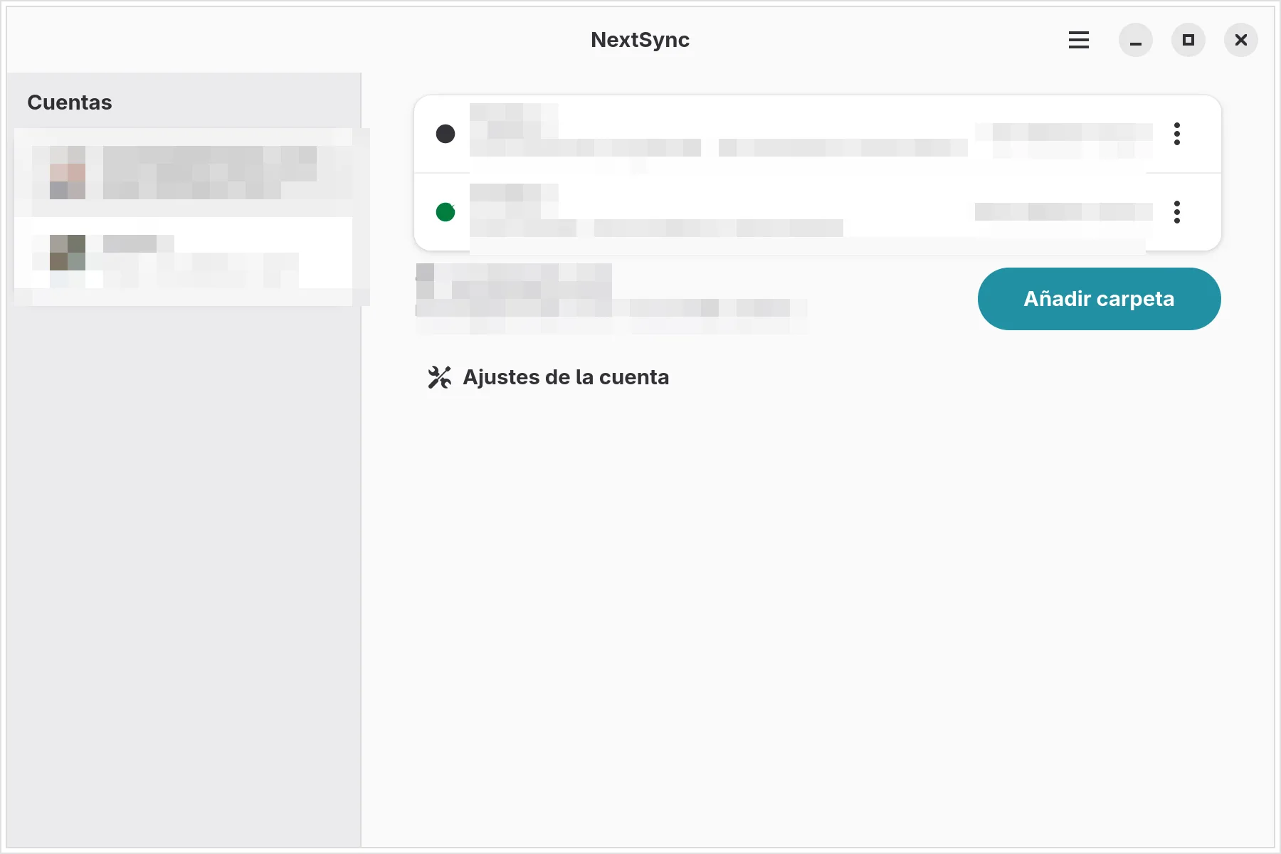 Ventana principal de NextSync